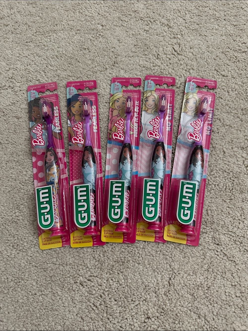 Barbie Kids Toothbrushes Pack with Pink Handles